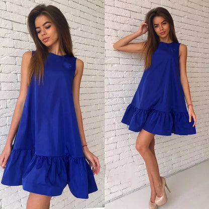 Luisa - Königsblaues Volantkleid