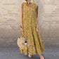 Elisa - Beigefarbenes Maxikleid mit Blumenprint