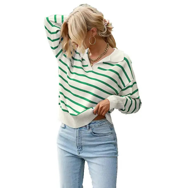 Lässiges langärmeliges Poloshirt - Veronika