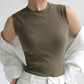 Schwarzes Ripp-Tanktop - Jana