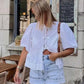 Kristina - Damen Bluse mit Lanternenärmeln und Schnürung, Y2K-Druck