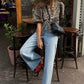 Kristina - Damen Bluse mit Lanternenärmeln und Schnürung, Y2K-Druck
