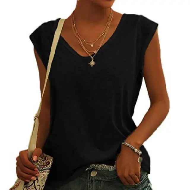 Nina - Khakifarbenes Basic-T-Shirt