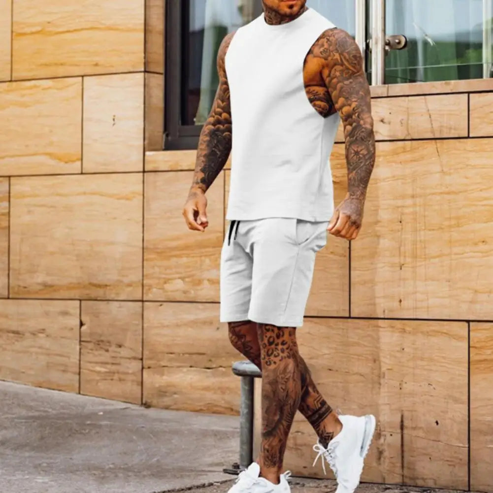 Schwarzes Athletik-Tanktop und Shorts Set für Herren – Modern und Funktional