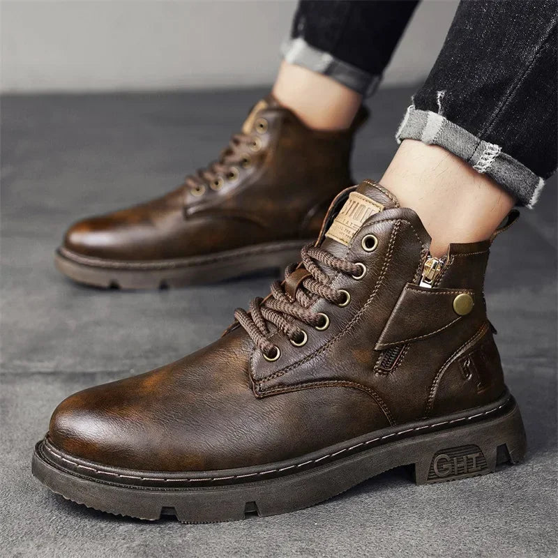Roshio | biker-stiefel aus leder für männer