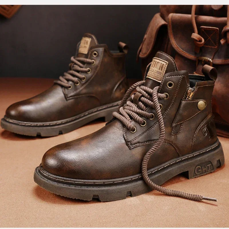 Roshio | biker-stiefel aus leder für männer