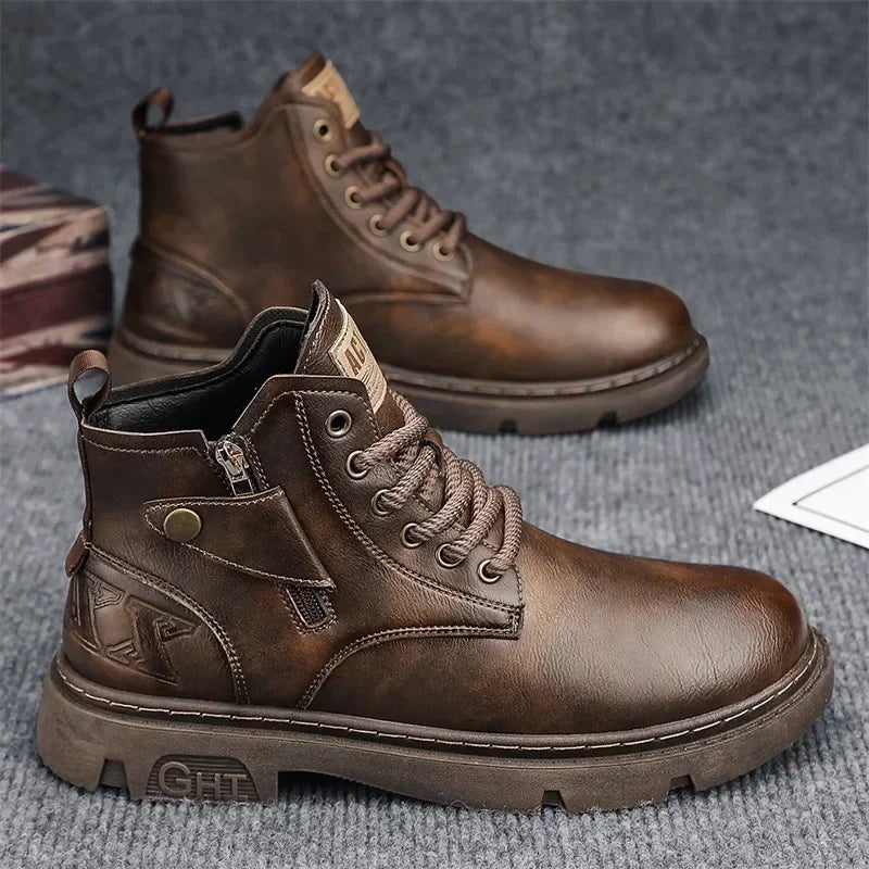 Roshio | biker-stiefel aus leder für männer