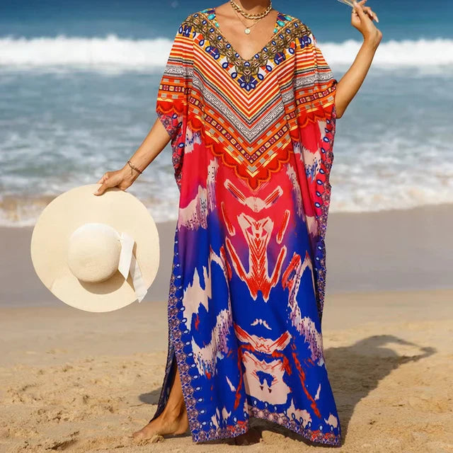 Isabel - Farbenfrohes Strandkleid mit Muster