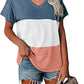 Mia - Maritime Streifen V-Ausschnitt T-Shirt