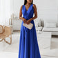 Gretchen - Damen einfarbig V-Ausschnitt Langes Kleid
