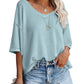 Damen V-Ausschnitt T-Shirt mit Spitzenbesatz