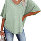 Damen V-Ausschnitt T-Shirt mit Spitzenbesatz