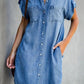 Elikah - Mittellanges Kleid aus einfarbigem Denim