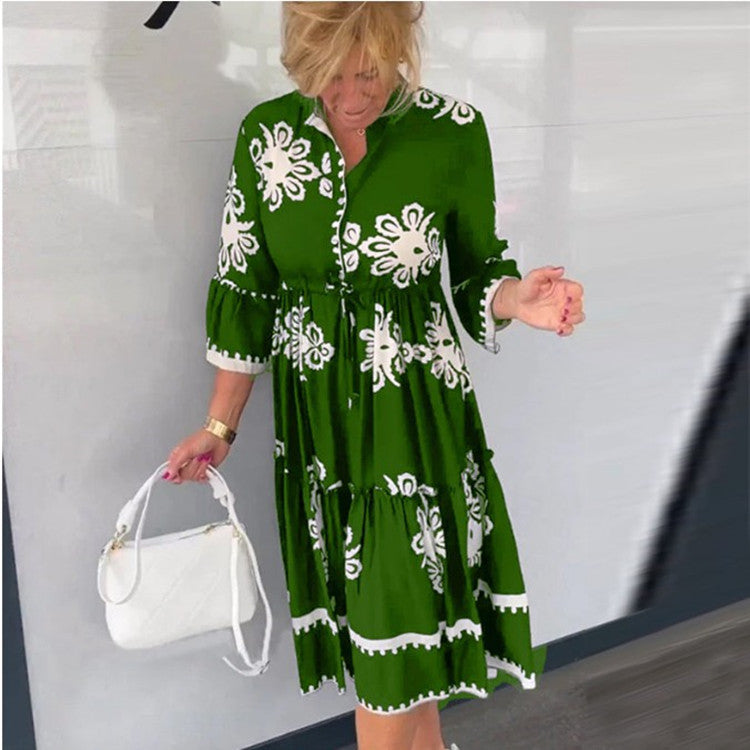 Mona V-neck bedrucktes Kleid