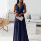 Gretchen - Damen einfarbig V-Ausschnitt Langes Kleid