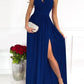 Clarisse - Einseitig geschultert Sexy Hochtailliert Geschlitztes Elegantes Kleid