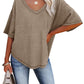Damen V-Ausschnitt T-Shirt mit Spitzenbesatz