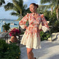 Langes böhmisches Kleid mit plissierten Ärmeln - Angela