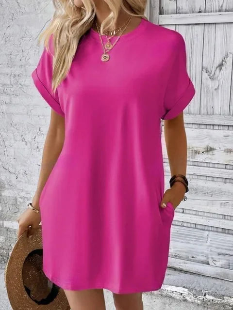 Emilia - Leuchtend Pinkes T-Shirt-Kleid