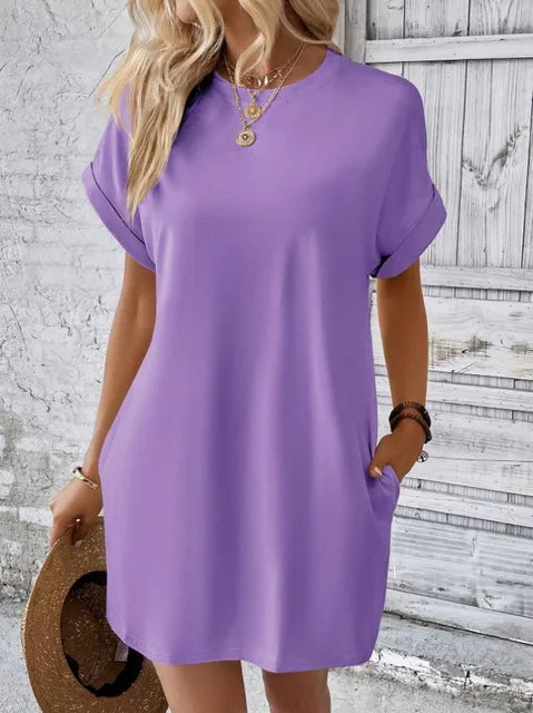 Emilia - Leuchtend Pinkes T-Shirt-Kleid