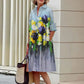 Jandy - Elegantes Kleid mit zerknittertem Blumenmuster