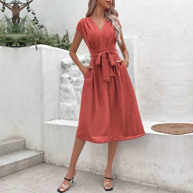 Sophie - Schwarzes Midi-Wickelkleid
