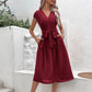 Sophie - Schwarzes Midi-Wickelkleid