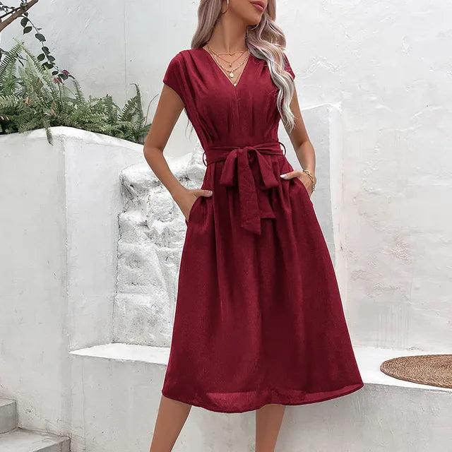Sophie - Schwarzes Midi-Wickelkleid