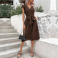 Sophie - Schwarzes Midi-Wickelkleid