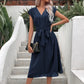 Sophie - Schwarzes Midi-Wickelkleid
