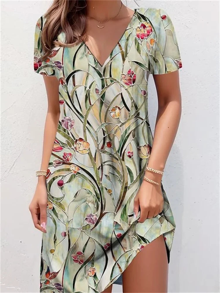 Isabella - Tiefblaues Blumenwickelkleid