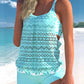 Plus Größe Spitze Nähen Cyan Blatt drucken Tankini Set