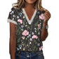 Florales Spitzen-V-Ausschnitt Shirt: Luftiges Design, Zarte Spitze