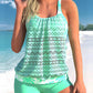 Plus Größe Spitze Nähen Cyan Blatt drucken Tankini Set