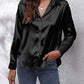 Isabellas Satinbluse für Damen | Lockere Passform | Knopfleiste | Seidiges Langarmshirt