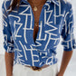 Herbstliche Print Shirts | Modische Bluse mit langen Ärmeln und Knopfleiste