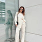 Beatrice - Stilvolle einreihige Bluse und Hose mit weitem Bein