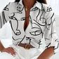 Herbstliche Print Shirts | Modische Bluse mit langen Ärmeln und Knopfleiste