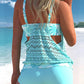 Plus Größe Spitze Nähen Cyan Blatt drucken Tankini Set