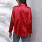 Isabellas Satinbluse für Damen | Lockere Passform | Knopfleiste | Seidiges Langarmshirt