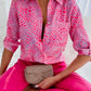 Herbstliche Print Shirts | Modische Bluse mit langen Ärmeln und Knopfleiste