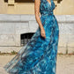 Debie - Bohemian Resort Style Pfauenblau Langes Kleid