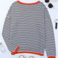 Gestreifter Pullover mit Kontrastbündchen