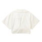 Hilda - Damen Vintage Kurzarm Leinen Crop Shirt