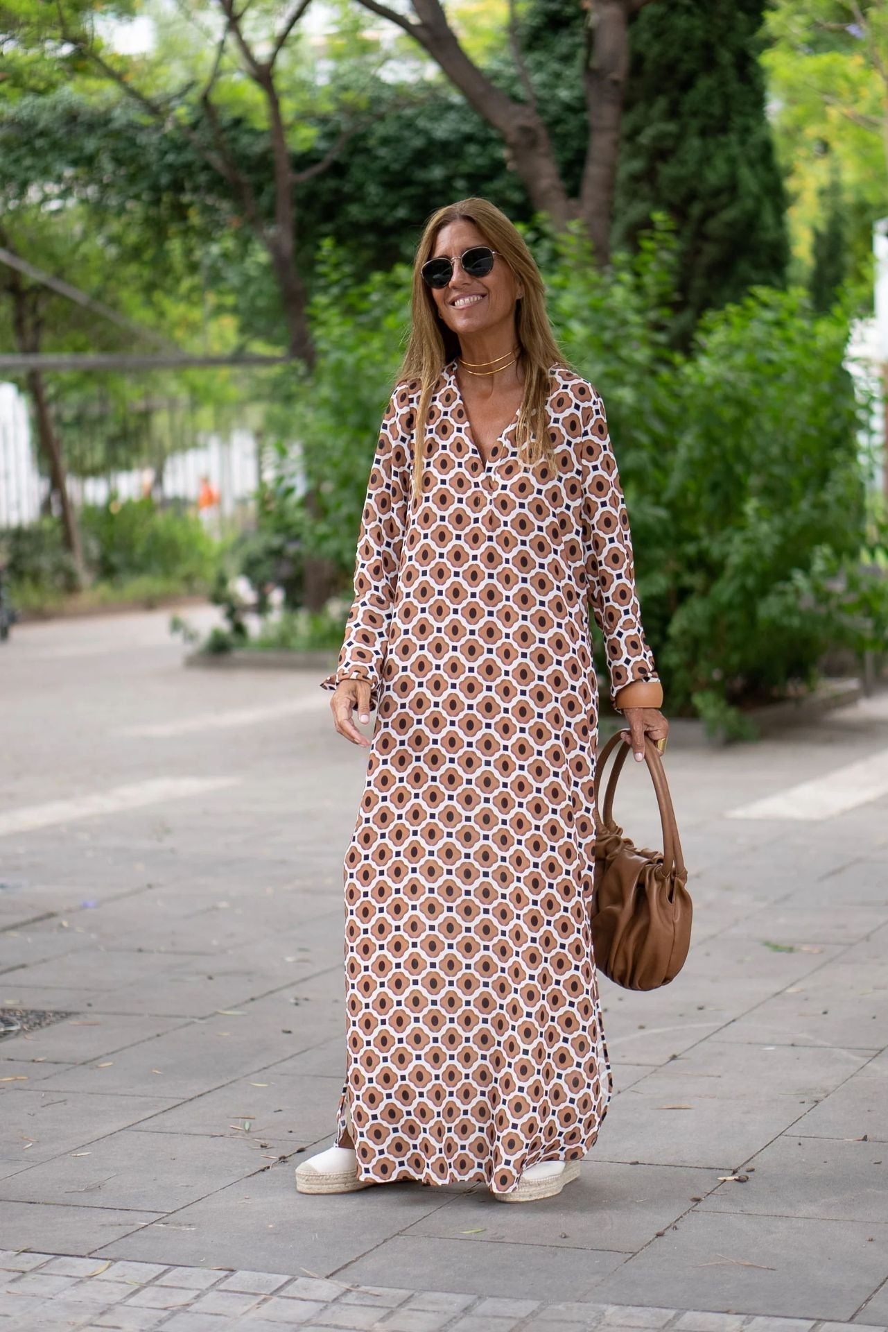 Laura | Elegantes Kleid mit braunem Muster