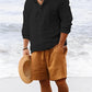 Herren-Leinenhemd mit Henley-Kragen und Langarm