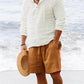 Herren-Leinenhemd mit Henley-Kragen und Langarm