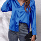 Isabellas Satinbluse für Damen | Lockere Passform | Knopfleiste | Seidiges Langarmshirt