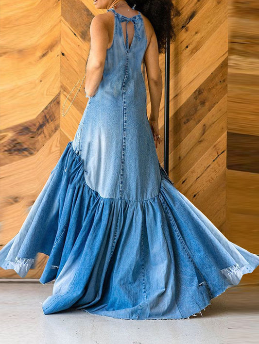 Georgia - Langes Kleid aus Denim