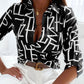Herbstliche Print Shirts | Modische Bluse mit langen Ärmeln und Knopfleiste